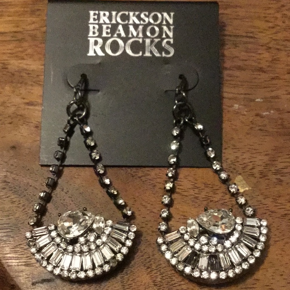 NWT VTG Erickson Beamon Rocks Trapeze Crystal Chandelier Earrings